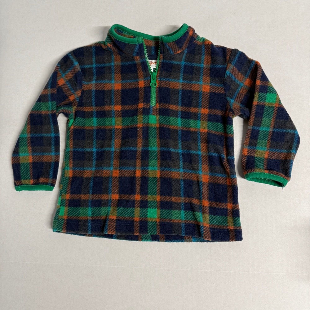 NWOT Cat & Jack 1/4 zip plaid fleece, green brown blue